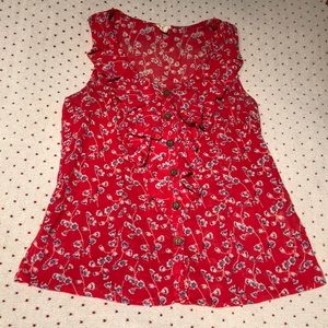 Anthropologie Edmé & Esyllte Red Floral Tank Top